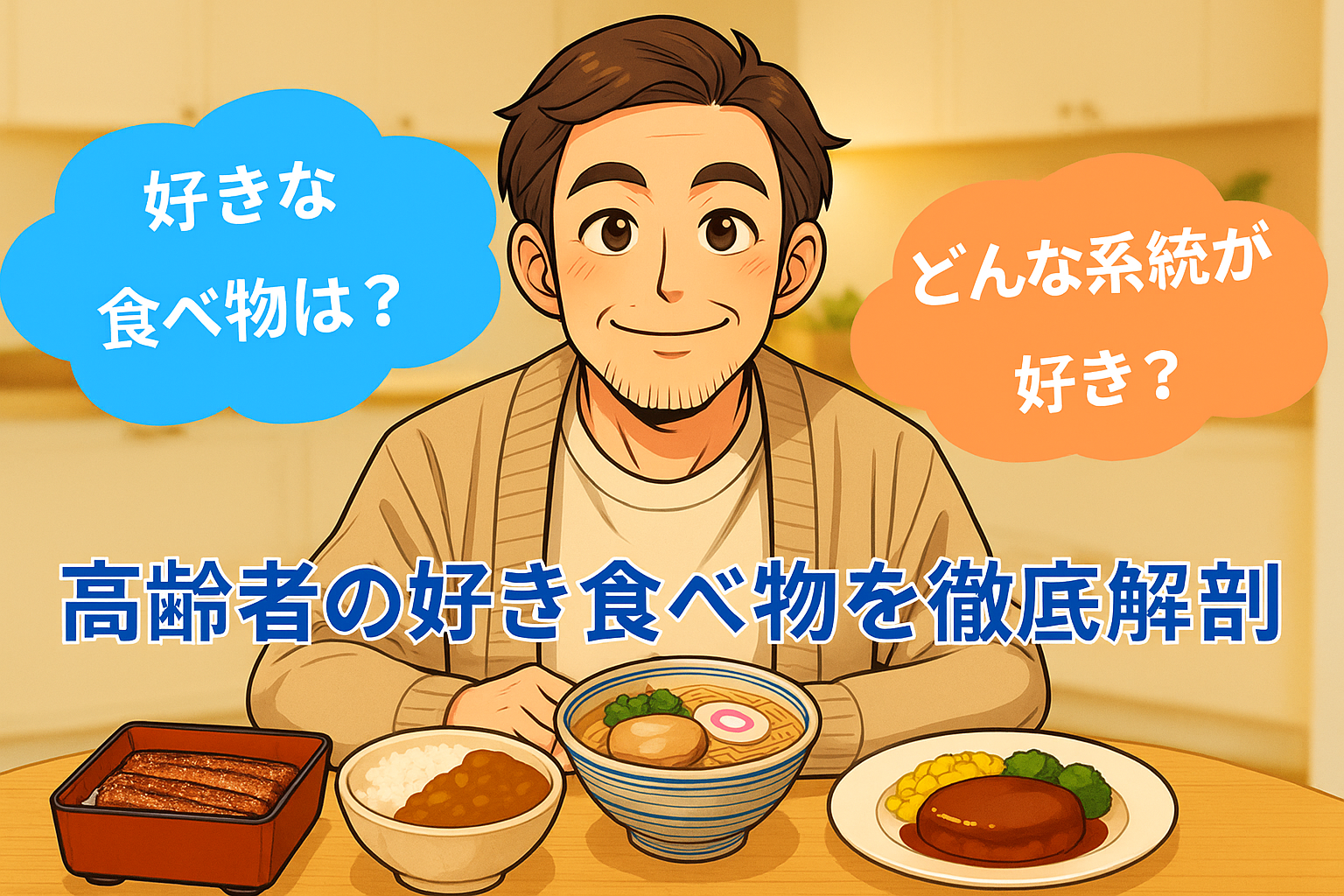 高齢者に人気の食べ物をランキング形式で紹介するイメージ画像