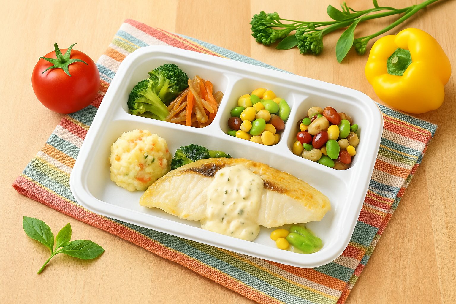 ミールズ by デリッシュキッチンの冷凍宅配弁当、彩り豊かでバランスの良い献立